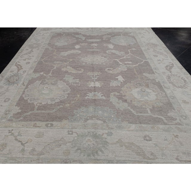 Turkish Oushak Rug Gray & Green Handwoven Wool Rug 8'9" X 12'1" For Sale In Houston - Image 6 of 9