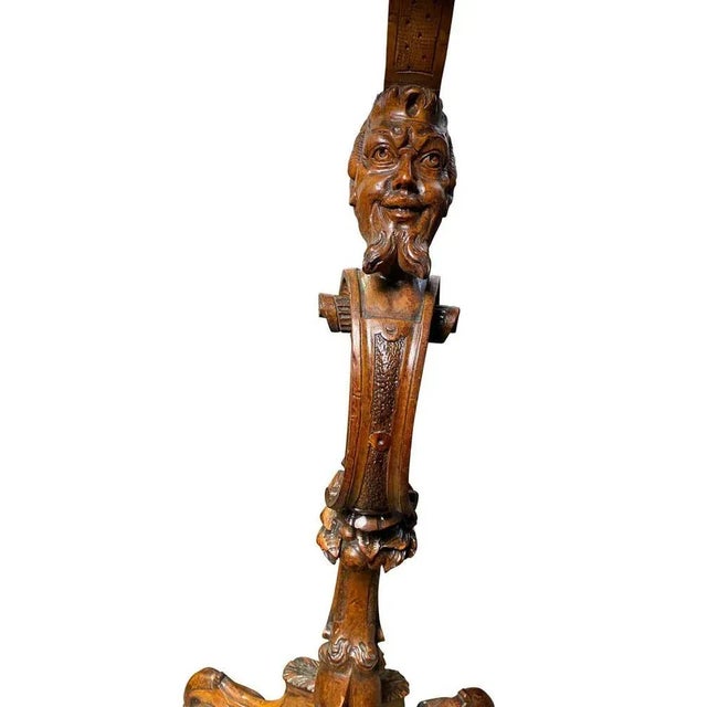 Hand Carved Side Table with Man's Face, 19th Century For Sale - Image 4 of 12