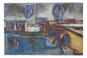 Jean Besnard, Constructivist Composition, Oil on Panel, 1972