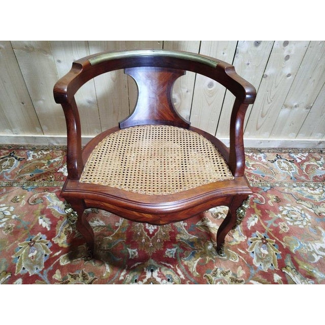 Louis XV Style Caned Office Chair For Sale - Image 3 of 8