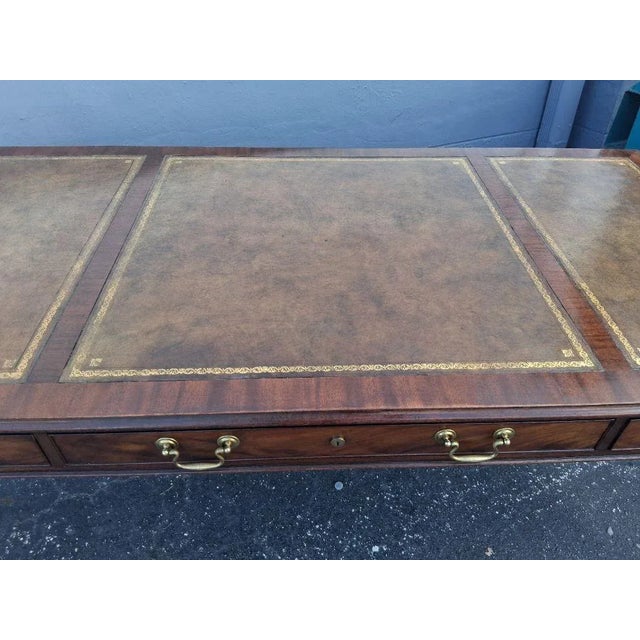 Brown 1940's Traditional Style Executive Writing Desk by Baker Furniture Company "Collectors Edition" For Sale - Image 8 of 17