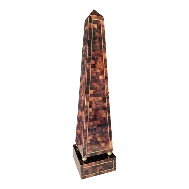 1980s Tessellated Horn & Brass Inlay Obelisk For Sale