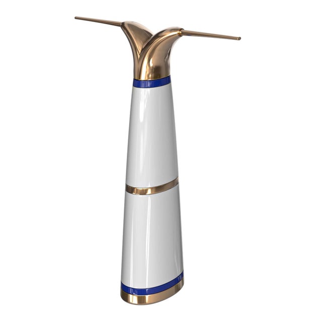 Art Deco "Armonia" Umbrella Stand With Stainless Steel and Bronze, Handmade For Sale - Image 3 of 5