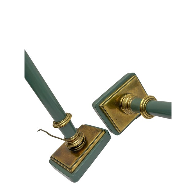 Brass and Green-Painted Metal Table Lamps by Kullmann, 1970, Set of 2 For Sale - Image 9 of 14