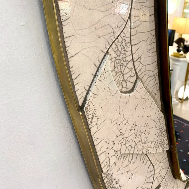 2020s Italian Deconstructed Japanese Style Rose Beige Ceramic Bronze Mirror Sculpture For Sale In New York - Image 6 of 12