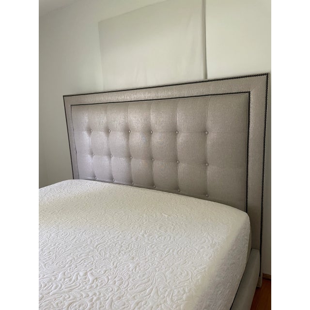 Contemporary Ethan Allen California King Jensen Custom Upholstered Bed For Sale - Image 3 of 8