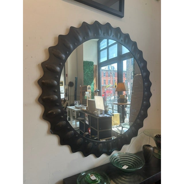 Designed with the feel and texture of an ancient shield; rustic/contemporary style was given a hand-hammered finish that...