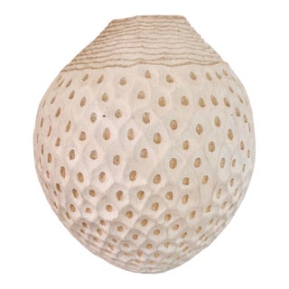 Larry Halvorsen Hand-Built Sgraffito Porcelain Vase, 1990 For Sale