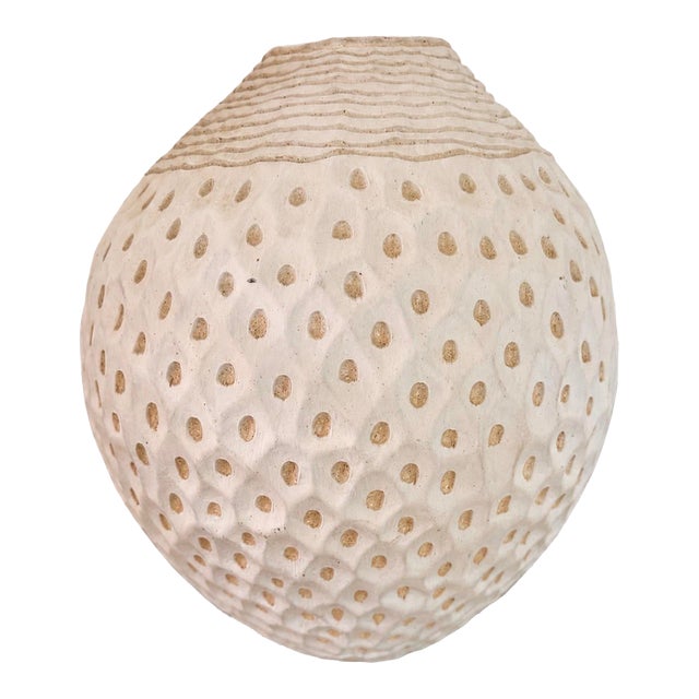 Larry Halvorsen Hand-Built Sgraffito Porcelain Vase, 1990 For Sale