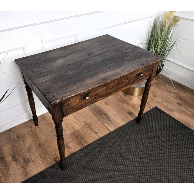 Antique Rustic Italian Walnut Writing Table, 1890s For Sale - Image 6 of 9