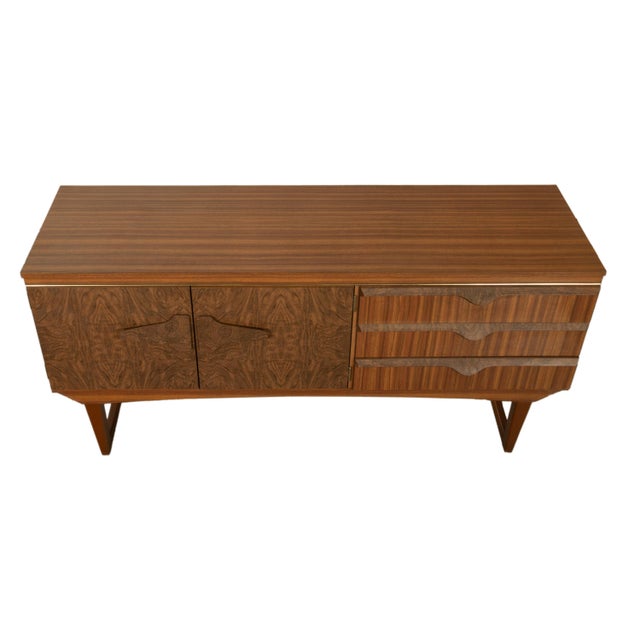 Mid Century Modern Danish Style Compact Zebra Wood Teak Credenza Sideboard 1960 For Sale - Image 10 of 13