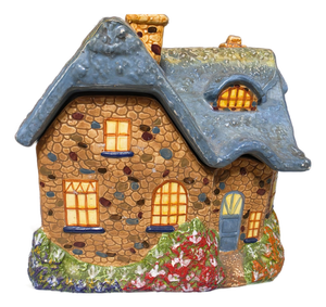 Vintage Christmas Gift Thomas Kinkade Cookie Jar Garden Cottage Village House