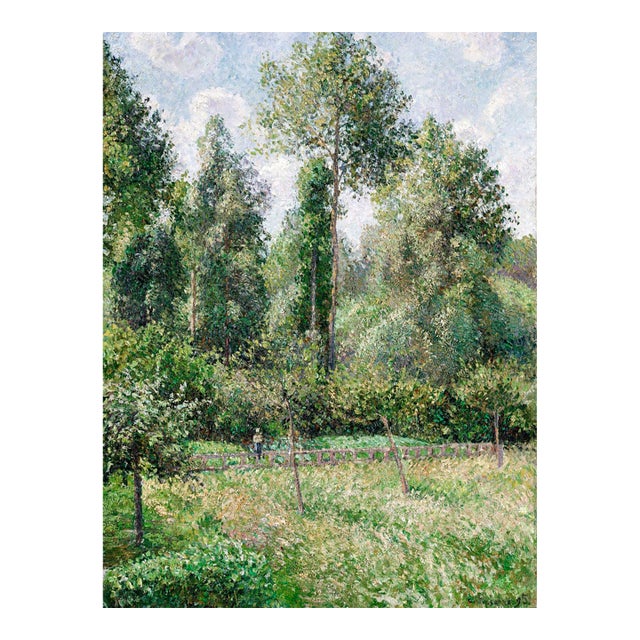 Vintage French Impressionist Art Print – Green Tree Landscape by Camille Pissarro, 36" X 48" For Sale