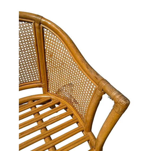 Tan Vintage McGuire Style Rattan & Cane Barrel Back Armchairs, C. 1980s For Sale - Image 8 of 16