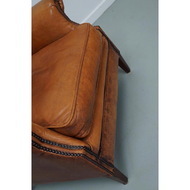 Vintage Dutch Cognac Wingback Leather Club Chair For Sale - Image 18 of 18
