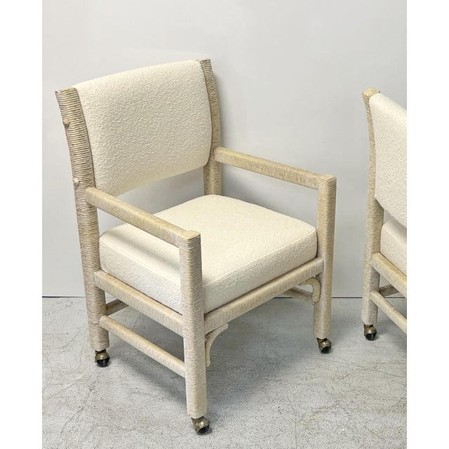 1960s 1960s Charlotte Perriand Style Wrapped Paper Cord & Boucle Chairs - A Pair For Sale - Image 5 of 9