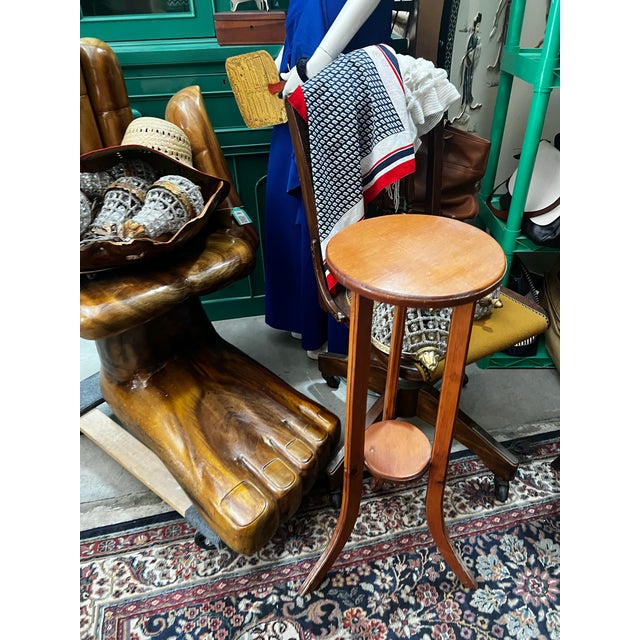 Vintage Minimalist Wooden Tall Plant Stand Scandinavian Style For Sale - Image 4 of 5