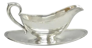 Vintage Gorham Y430 Victorian Silver Plated Gravy Sauce Boat W / Dish