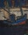 Hubert Henri de Vries, Boats in the Harbor, Antwerp, 1960s, Oil on Canvas For Sale - Image 4 of 9