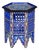 Hand-Painted Moroccan-Style Hexagonal Side Table, Musharabi Blue For Sale