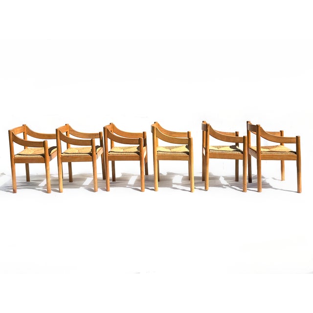 Mid-Century Modern Set of 6 1960’s Carimate Dining Chairs, Vico Magistretti for Cassina For Sale - Image 3 of 10