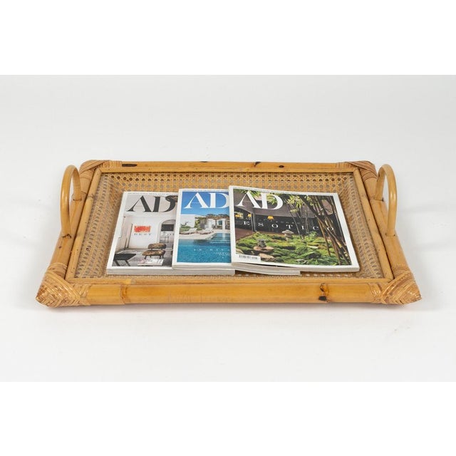 Mid-Century Modern Serving Tray in Bamboo and Rattan from Christian Dior, 1970s For Sale - Image 14 of 16
