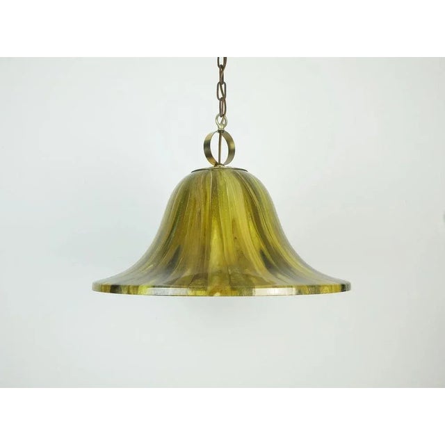 Vintage Pendant Lamp in Amber Color, Acrylic and Brass, 1970s For Sale - Image 9 of 11