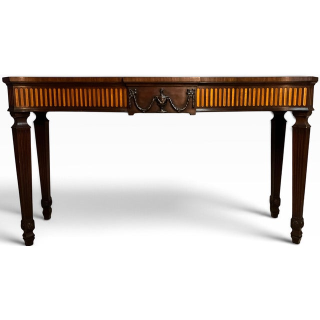 Henkel Harris Henkel-Harris Virginia Galleries Federal Inlaid Flame Mahogany Hepplewhite Console Sofa Table For Sale - Image 4 of 18