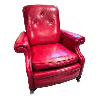 1970s Red Naugahyde Recliner Chair For Sale