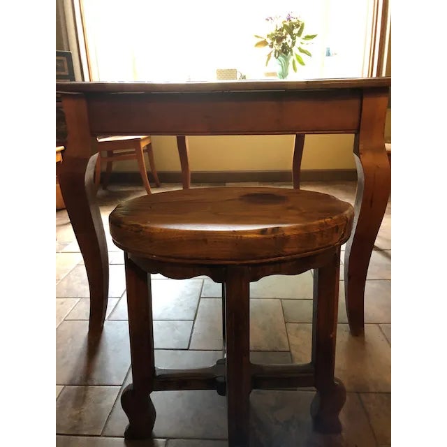 Brown Stool With Curved Legs Vintage 1960s For Sale - Image 8 of 8