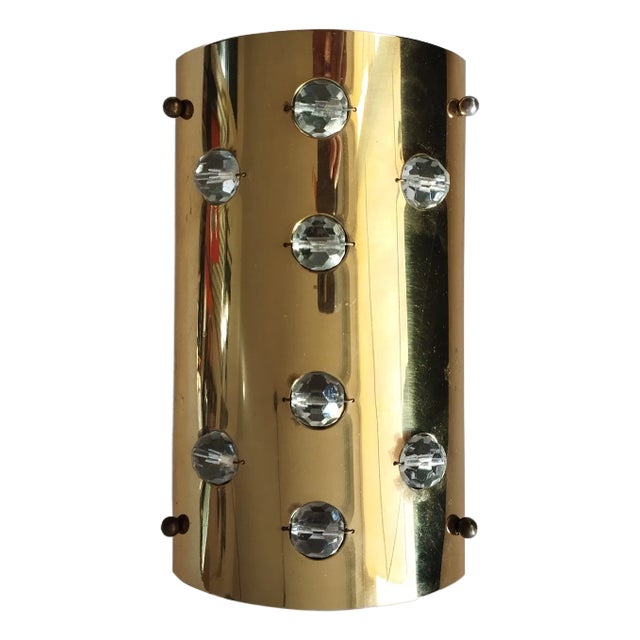 Brass Wall Lamp with Faceted Glass Spheres, 1970 For Sale