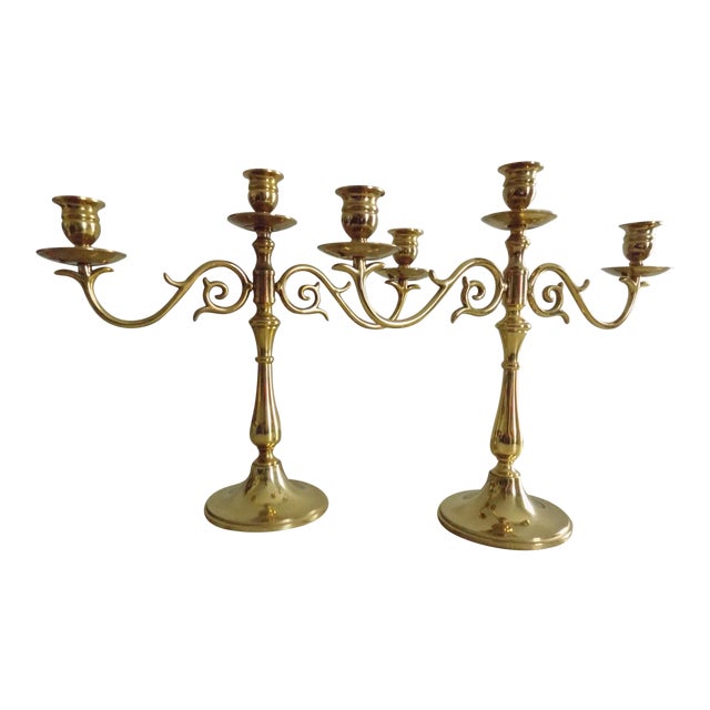 Vintage Brass 3 Candle Candelabras by Valsan a Pair Chairish