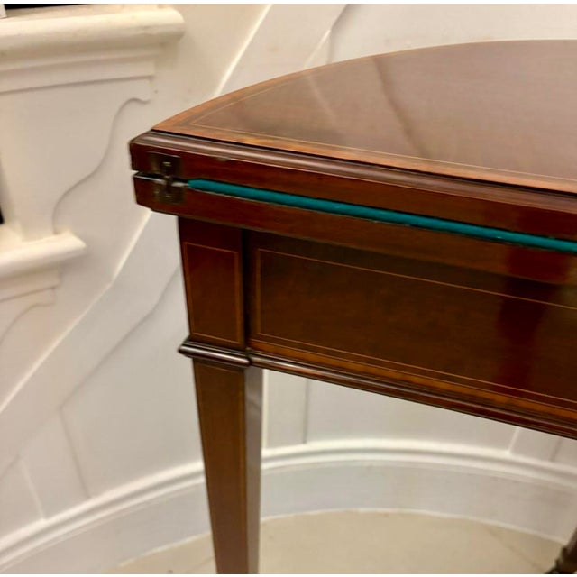 Antique Late Victorian Mahogany and Satinwood Inlaid Demi-Lune Console Table, 1890s For Sale - Image 6 of 12