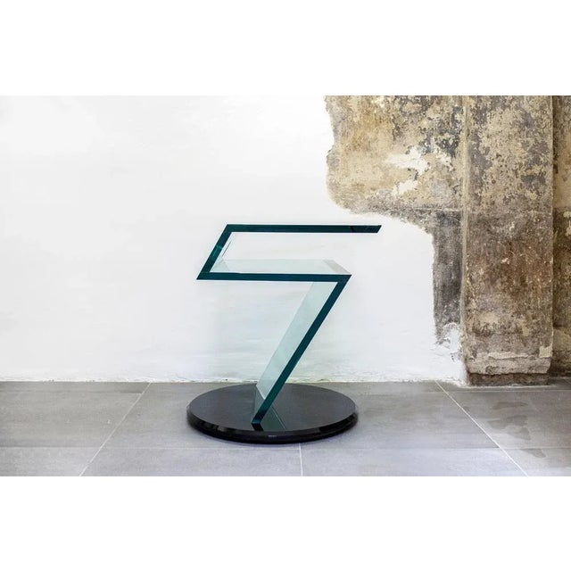 Black Black and Transparent Glass Swivel Console, Italy, 1980s For Sale - Image 8 of 8