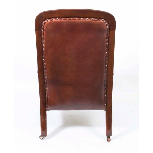 Wood Set of 19th Century Victorian English Leather Armchairs For Sale - Image 7 of 8