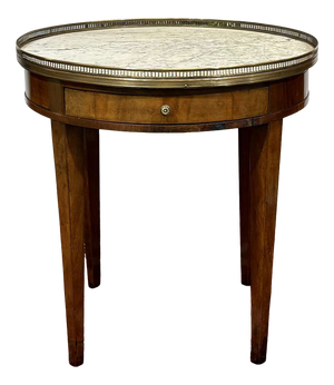 Louis XVI Style Bouillotte Table in Mahogany with White Marble Top, 1930s