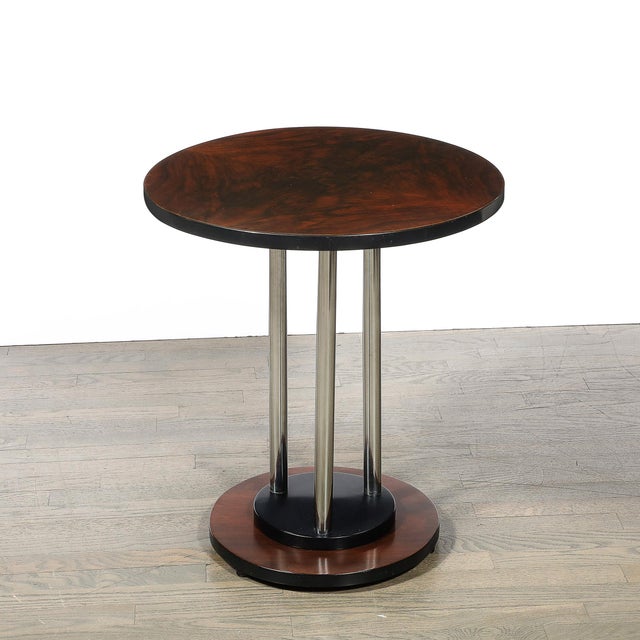 Brown Art Deco Machine Age Side Table in Book-Matched Walnut by Donald Deskey For Sale - Image 8 of 8