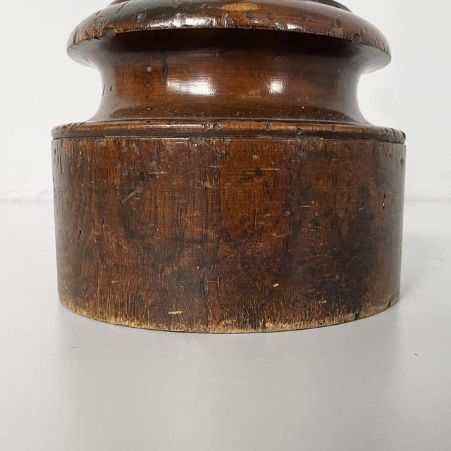 Italian Round Doorstop in Turned Wood, 1930s For Sale - Image 10 of 11