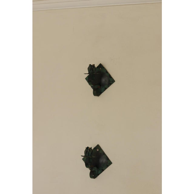 Vintage Swedish Verdigris Sconces in Metal, Set of 2 For Sale - Image 12 of 18