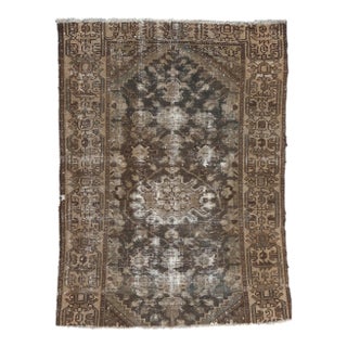 Early 20th Century Distressed Antique Worn Persian Rug, 03'01 X 04'01 For Sale