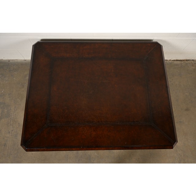 1990s Maitland Smith Mid-Century Modern Hollywood Regency Leather Wrapped Coffee Table or Cocktail Table For Sale - Image 5 of 10