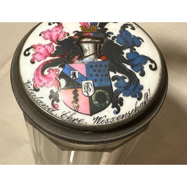 Antique 1800's Armorial Painted Porcelain Glass Pewter German Lidded Beer Stein For Sale - Image 15 of 15