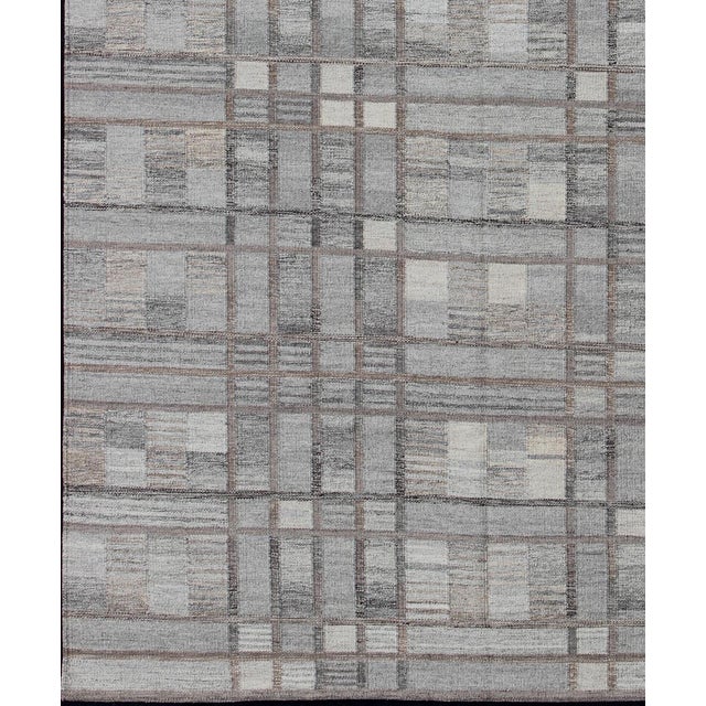 Gray Geometric Scandinavian Flat-Weave Rug by Keivan Woven Arts 10'4 x 14'3 Measures: 10'4 x 14'3. Gray colored geometric...
