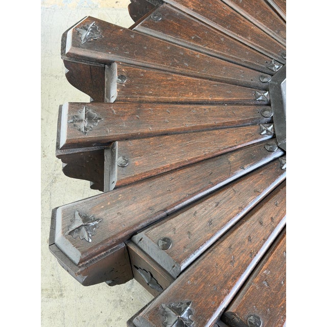 Monumental 1960s Spanish Colonial Sunburst Brazier Table & Wrought Iron Mounts For Sale - Image 14 of 16