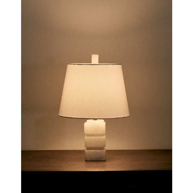 Mid-Century Modern Small Vintage White Marble Lamp For Sale - Image 3 of 12
