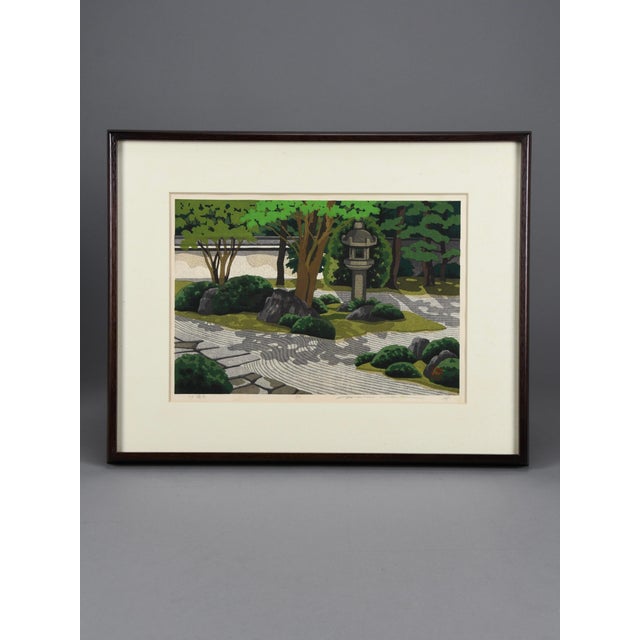 Masao Ido, Myōman-Ji Temple Garden, 1990, Limited Edition Woodblock Print, Framed For Sale - Image 14 of 14