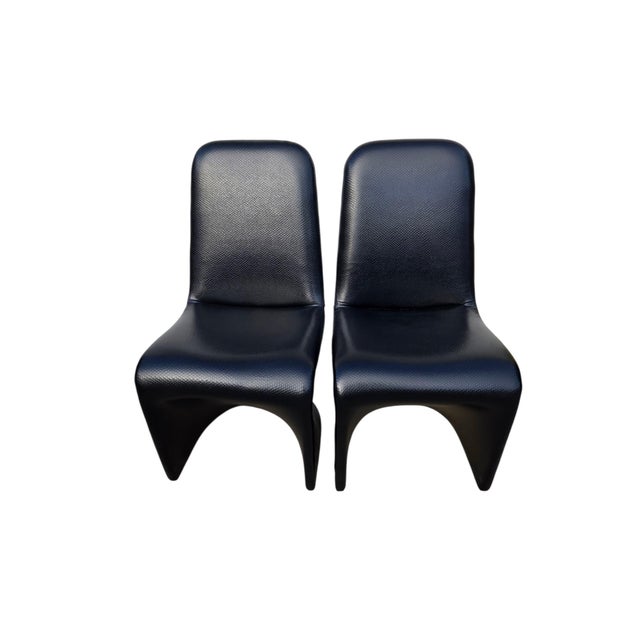 Vintage Mid Century Faux Snakeskin Cantilever S Side Chairs Panton 1-2-3 Style For Sale - Image 4 of 16