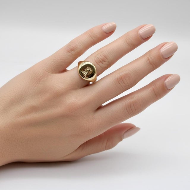 Gold 1900-1909 Edwardian 18k Gold Goldsmiths and Silversmiths Eagle Intaglio Signet Ring, Size 6.25 For Sale - Image 8 of 9