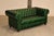 High Quality Tufted Green Leather Six Foot Sofa or Loveseat with Brass Tack Trim, Mounted on Turned Feet