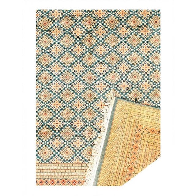 Traditional Pasargad DC Green Fine Hand Knotted Bokhara Rug For Sale - Image 3 of 3
